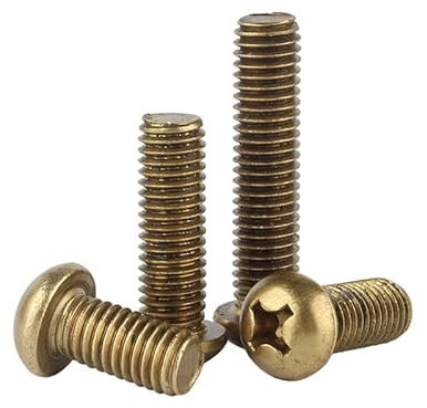 MOOPW Rame Croce Testa tonda Bulloni Ottone Testa di Pan Viti Bulloni macchina Elementi di fissaggio M5 x 25mm 10 Pcs