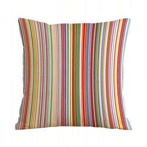 AELKSP Kissenbezug Kissenhülle Haus Dekorativ Für Jungen/Mädchen Wohnzimmer Schlafzimmer Sofa Stuhl Kissenbezüge,Regenbogen, Bunte dünne und Dicke vertikale Streifen mit digitalem Effekt, le,50x50 cm