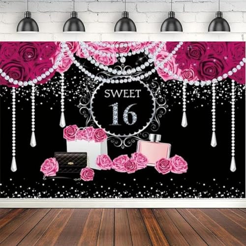 16 18 20 30. 40. Geburtstag Fotografie Hintergrund Rote Blume Glitzer Punkte Fotohintergrund Fotostudio Poster