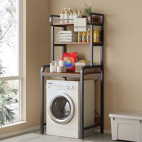 Estante para Lavadora Estante de Almacenamiento Encima de la Lavadora Estante para baño Inodoro Balcón Piso Estante de Almacenamiento con Rodillo Ondulado (A 68 * 60 * 173 CM)