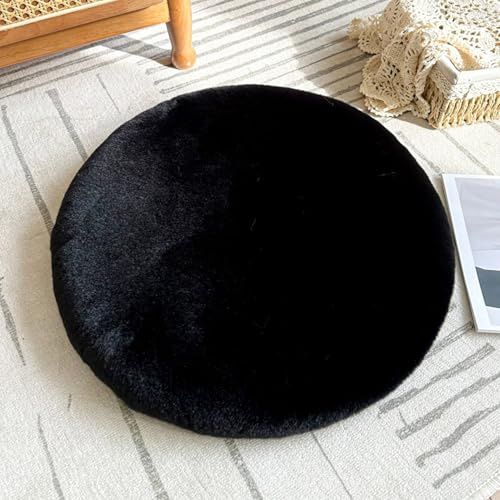 Sitzkissen Rund Fell, Stuhlkissen Rund 40cm/45cm, Waschbar Sitzpolster Stuhl Rund mit Rutschfestem Boden, Weich Abnehmbar Sitzkissen KüChenstuhl Rund mit ReißVerschluss