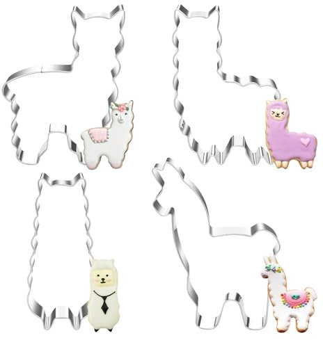 Lot de 4 Emporte-Pièces en Forme Animaux, Emporte-pièces Lama, Emporte-pièces Acier Inoxydable, Emporte Pieces Pâtisserie Alpaga pour Diy De Gâteau Fondant Biscuit Cookie Fruits Coupe Bonbons
