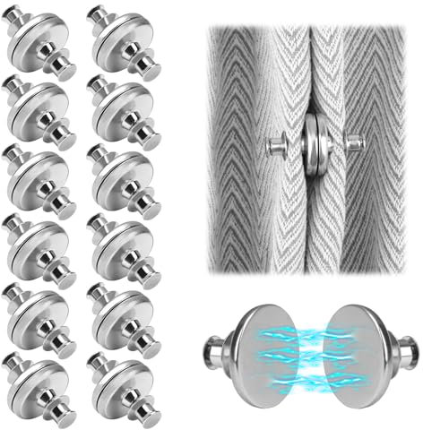 ALLisWE 24 Stück Magnete für Vorhänge Silber Vorhang Magnetknopf Vorhang Magnetischer Verschluss Steckmontage Ohne Nähen Duschvorhang Magnet DASS Licht Ausläuft Oder Vorhänge Herumgeblasen Werden