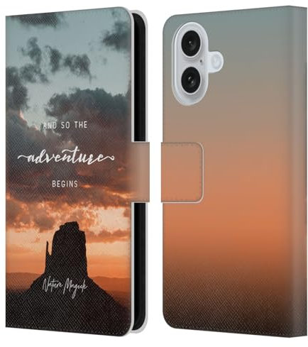 Head Case Designs Offizielle Nature Magick Wueste So Beginnt Das Abenteuer Zitat Leder-Wallet-Hülle Kompatibel mit Apple iPhone 16