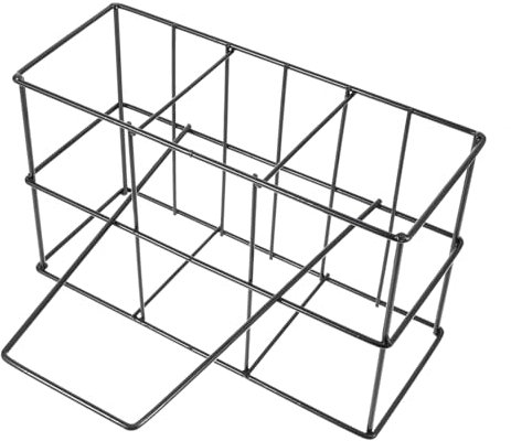 GREENADSCAPE 6cuadrículas Estante De Botellas De Cerveza y Leche De Hierro Soporte Portátil para Transporte De Botellas Organizador De Bebidas Multifuncional con Compartimentos Negro