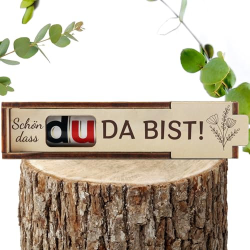 Hongma Schön dass du da bist Geschenk Box für Duplo Schokoriegel Geschenkbox Holz Deko für Frauen Männer (ohne Riegel, Montage erforderlich)
