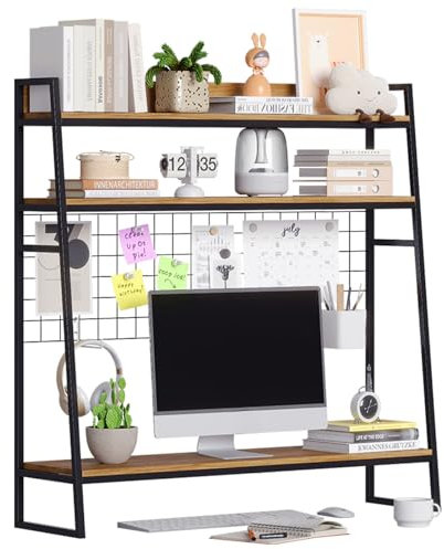 YGYQZ Wood Dorm Desk Bookshelf, Desk Table Shelf for Comuputer Display Shelf Rack Storage Stand for Office, Home, Dorm (black)