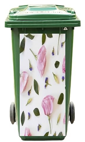 PLOIKM 4Styles Flower Wheelie Bin Stickers, Eco-Friendly Dustbin Stickers Waterproof Decorative Outdoor DIY Home Garden Outdoor Trash
