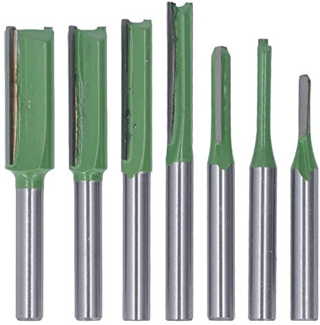 7pcs Straight Router Bit, Wolfram -Carbid -Frässchneider für Holzbearbeitung mit Kompakter Größe für Nadelholz, Hartholz, Partikelplatte