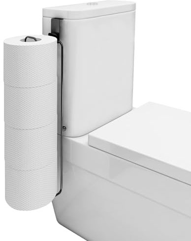 Lekesky Toilet Roll Holder Storage Self Adhesive for 3 Roll Tissue, Over The Tank Toilet Paper Holder Stainless Steel No Drill for Bathroom Storage (Black, 1 Piece)