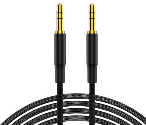 MOXYOY Aux Cable, 1M Nylon Braided Male Stereo Jack To Jack Audio Cable for Headphones, iPhone, iPad, Home/Car Stereos