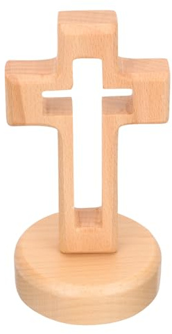VICASKY Kreuz Christliche Deko Holzkreuz Kreuztisch Weihnachtsbaum Grab Wand Zum Aufhängen Holz Figur Standkreuz Tischkreuz Stil A Desktop Ornament Schlafzimmer Wohnzimmer Heilige Dekoration Taufe