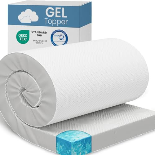 ELONEO Gel Topper 180x200cm, cubrecolchón de Espuma viscoelástica con Gel de 8 cm de Altura, Funda Transpirable de Malla 3D, cómodo cubrecolchón con Fundas en Las Esquinas