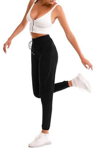 Stanpetix Damen Sweatpants mit Taschen - Jogger für Frauen Sporthosen Hosen (Schwarz,S)