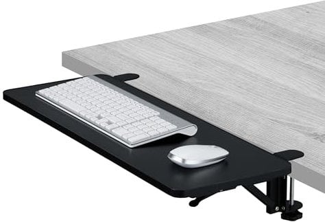 Relaxdays Supporto Tastiera Scrivania, Prolunga Pieghevole sotto PC, 65x24 cm, Estensione Tavolo, Piano Mouse, Nero, 10% Acciaio 5% Schiuma 85% Fibra, 65 x 24 cm