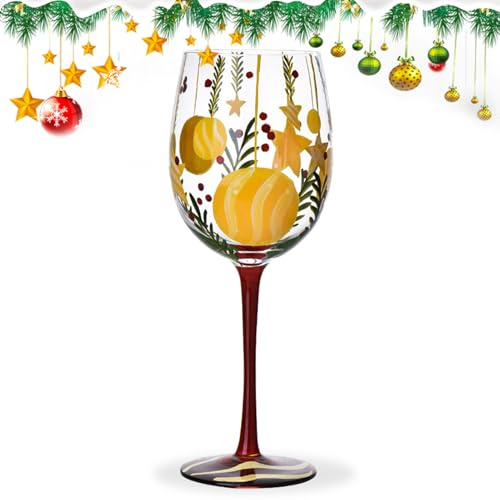 Copas de vino de Navidad genéricas con tallo, vasos de bebida navideños | Copas de vino tinto con tallo,Cristalería decorativa de Navidad, taza de beber divertida pintada a mano para de año