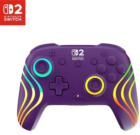 Turtle Beach Afterglow Viola Controller da gaming RGB wireless con licenza ufficiale per Nintendo Switch 2