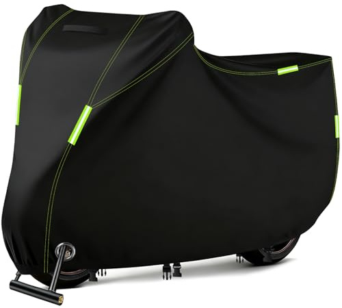 Motorrad Abdeckplane Outdoor - Wasserdicht, Reißfest & Winterfest | 210D Oxford Motorradabdeckung Motorradgarage mit UV-Schutz & Winddichte Schnallen | Für Motorroller Mopeds Motorräder(295x105x125cm)