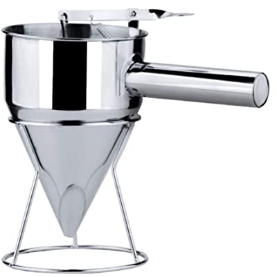 Stainless Steel Piston Funnel Octopus Balls Funnel Batter Dispenser with Rack Handle