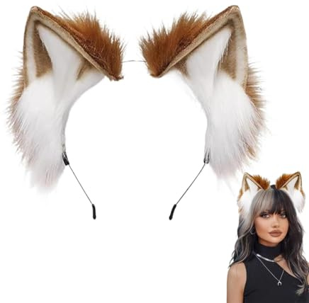 Dinghaole Serre-tête Avec Oreilles De Chat En Fourrure – Joli Serre-tête Avec Oreilles De Loup Et Renard, Convient Pour Les Festivals, Les Jeux De Rôle Et Les Fêtes Costumées