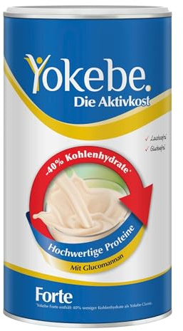 YOKEBE Forte Diätshake zum Abnehmen - Vegetarisch - Mahlzeitersatz - 500 g | Vegetarischer Abnehm-Shake mit Glucomannan, Proteinen & Honig-Geschmack, 40 % weniger Kohlenhydrate*, nur 211 kcal je Portion