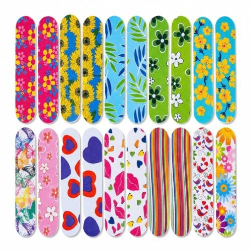 20 Pcs Mini Nail Files, Double-Sided Emery Boards, Professional Manicure Nail Buffers for Natural and Artificial Nails, Nail Art Tools for Home and Salon