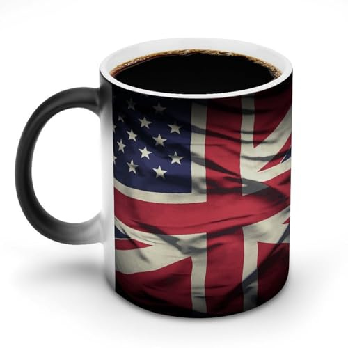 FekiLoot - Magic USA Union Jack Flag Mug Heat Sensitive Coffee Mug Funny Ceramic Mug for Birthday Graduation Anniversary Christmas Gift