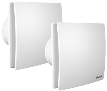elicent | Elegance 120 Base Set da 2 Pezzi Aspiratore Elicoidale con Frontale Design per Espulsione Diretta Aria Ventola Aspiratore Bagno Cucina 120mm