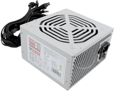 PCCASE EP-500 Unidad de - Fuente de alimentación (500 W, 220 V, 50-60 Hz, 5 A, +12V,+3.3V,+5V,+5Vsb,12V, 20 A), Plata