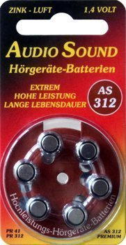 AudioSound AS 312 Typ PR44 - 6 Stück Hörgerätebatterien