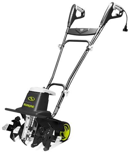 Sun Joe Corded Electric Garden Tiller & Cultivator with Steel Tines, 16 in, 12-Amp Motor - Heavy-Duty Tilling Machine and Power Tools for Lawn, Yard, and Gardening Care, TJ603E