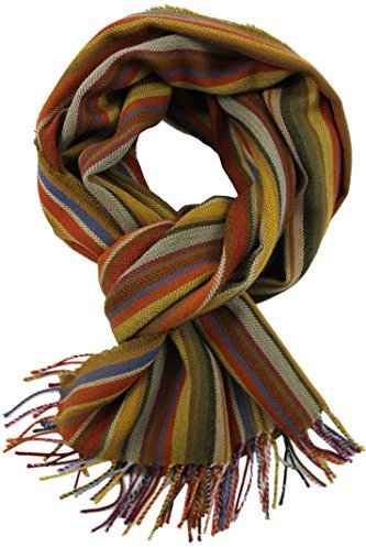 Rotfuchs Herrenschal Winter Streifen & Fischgrat modisch mehrere Farbe 100% Wolle (Merino) (52 x 190 cm, Oliv Gelb)