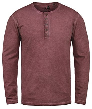 !Solid SDTimur Herren Longsleeve Langarmshirt Shirt mit Grandad-Ausschnitt 100% Baumwolle Regular fit, Größe:S, Farbe:Wine Red (0985)