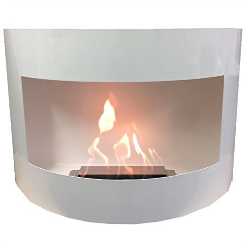Monaco Curved, caminetto a gel/bioetanolo da parete, lucido e curvo, con 24 pietre decorative