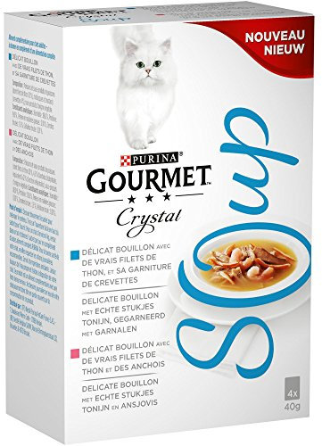 GOURMET Soupe thon anchois crevettes - Pour chat - 4x40g