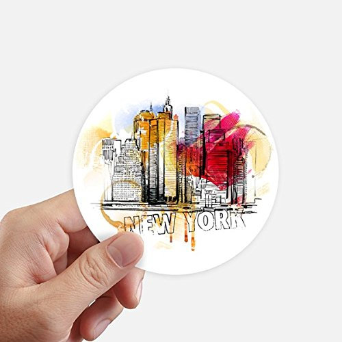DIYthinker New York City Amerika Die Vereinigten Staaten Runde Sticker 10Cm Wand Koffer Laptop Motobike Aufkleber 8Pcs Diameter 10cm Mehrfarbig