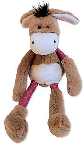 Inwolino 7748 - Schlenkeresel Stoffel, 32 cm, beige/Creme/pink, Kuscheltier, Esel
