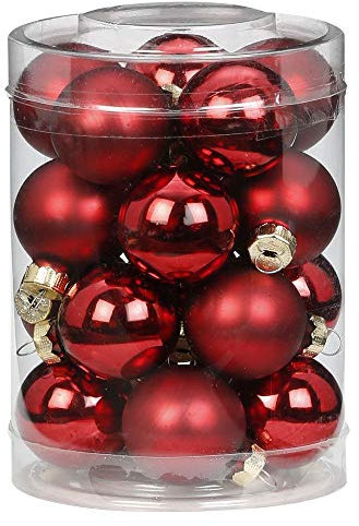MAGIC 20 Christbaumkugeln Glas 3 cm Christbaumschmuck Weihnachtskugeln Baumkugeln Baumschmuck Weihnachtsdeko Farbe: Chianti (dunkelrot weinrot Bordeaux)