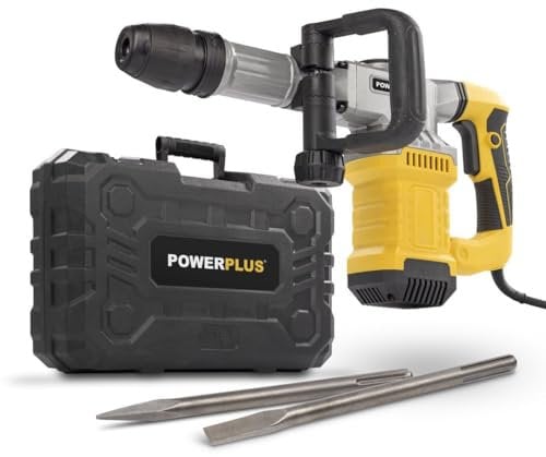 POWER plus Elektro Bohrhammer POWX11861-1700 W Leistung und 60 J - Schlagbohrmaschine 1900 Schläge pro Minute - Abbruchhammer inkl. Plotterspitze und Bohrer - Hex Anschluss