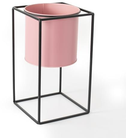 Rammento 30 cm hoher erhöhter Metall-Pflanztopf auf Ständer, Rosa, 15 cm Durchmesser, Blumentopf mit Beinen, für den Innen- und Garten, moderne Jardinière-Dekoration für Zuhause und Büro,