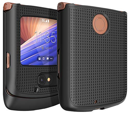 Nakedcellphone Case for Motorola RAZR 5G Flip Phone, [Black] Protective Snap-On Hard Shell Cover [Grid Texture] for Motorola Moto RAZR 5G Flip Phone (2020) XT2071