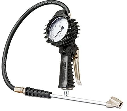 ABAC Kit para compresor inflador de neumáticos ABAC PRO Aprobado por la CEE - Manómetro de 80mm, conector de doble válvula para camiones y autobuses, manguera de 1,5m - Uso profesional - Peso: 0,86kg