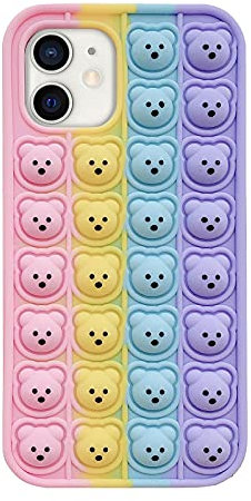 Surakey Kompatibel mit iPhone 12 Mini Hülle Fidget Toys Bubble Phone Case,Pop-It Fidget Handyhülle 3D Pop Bubble Stress Relief Zappeln Sensory Toy Weich Silikon Schutzhülle Stoßfest Hülle,Bunt