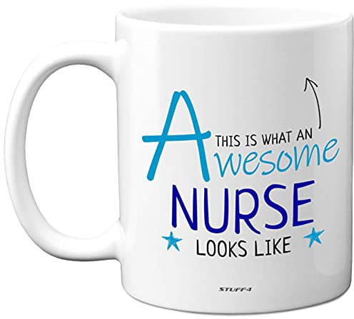 Stuff4 This is What an Awesome Nurse Looks Like Mug with Blue Lettering 11oz Ceramic Dishwasher Safe Premium Mugs Gifts for Nurses, Gifts, Student