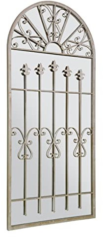 MirrorOutlet New Large Gothic Designed Arched Stone Coloured Outside Garden Wall Mirror 4ft7 x 2ft2 140cm x 65cm, Ivory, GMA026