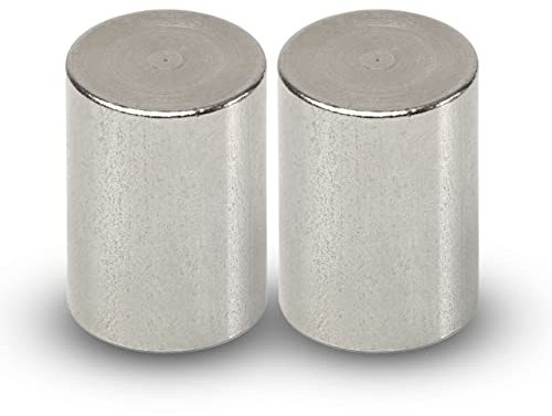 MAUL Neodym Magnet Ø 25 x 35 mm (2 Stück) | Magnet stark mit 19kg Haftkraft | Magnete in modernem Design | Stabmagnet für Büro | Magnet für Magnettafel, Whiteboard und Kühlschrank | Silber