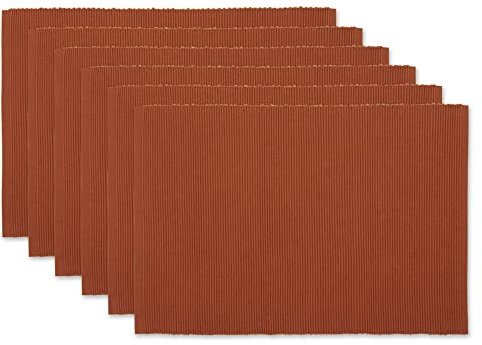 DII Basic Everyday Gerippte Tischsets, 100% Baumwolle, Platzsets, 33 x 48 cm, Zimt, 6-teilig