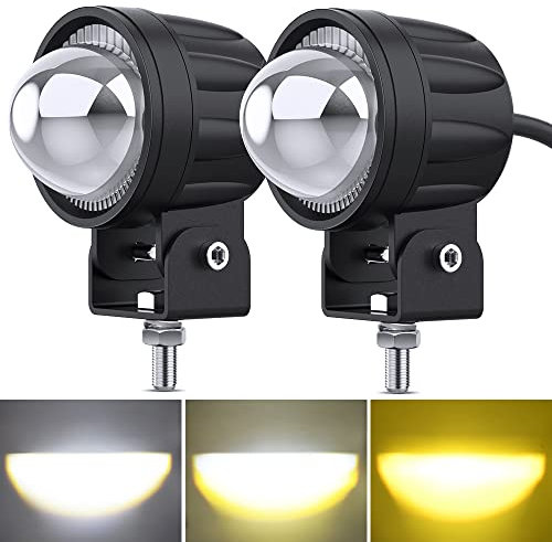 GSRECY Motorradscheinwerfer, Bernstein & Weiß Doppellicht Motorrad Spot Fahrlichter 6000LM Motorrad Frontscheinwerfer für Motorrad Quad Scooter Auto LKW Boot Fahrrad