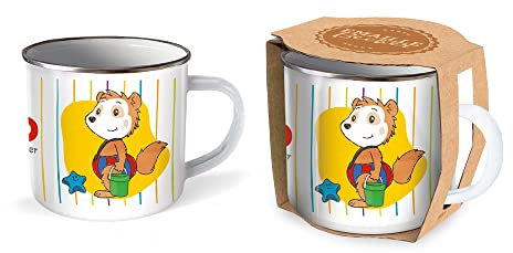 Trötsch Bobo Siebenschläfer Emailletasse Streifen: Kaffeetasse Teetasse Geschenkidee Geschenk Tasse Emaillebecher