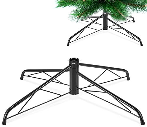 Roowest Christmas Tree Stand Replacement Artificial Xmas Tree Base Folding Rotating Metal Tree Stand Holder for Christmas Tree(28 Inch,Green)